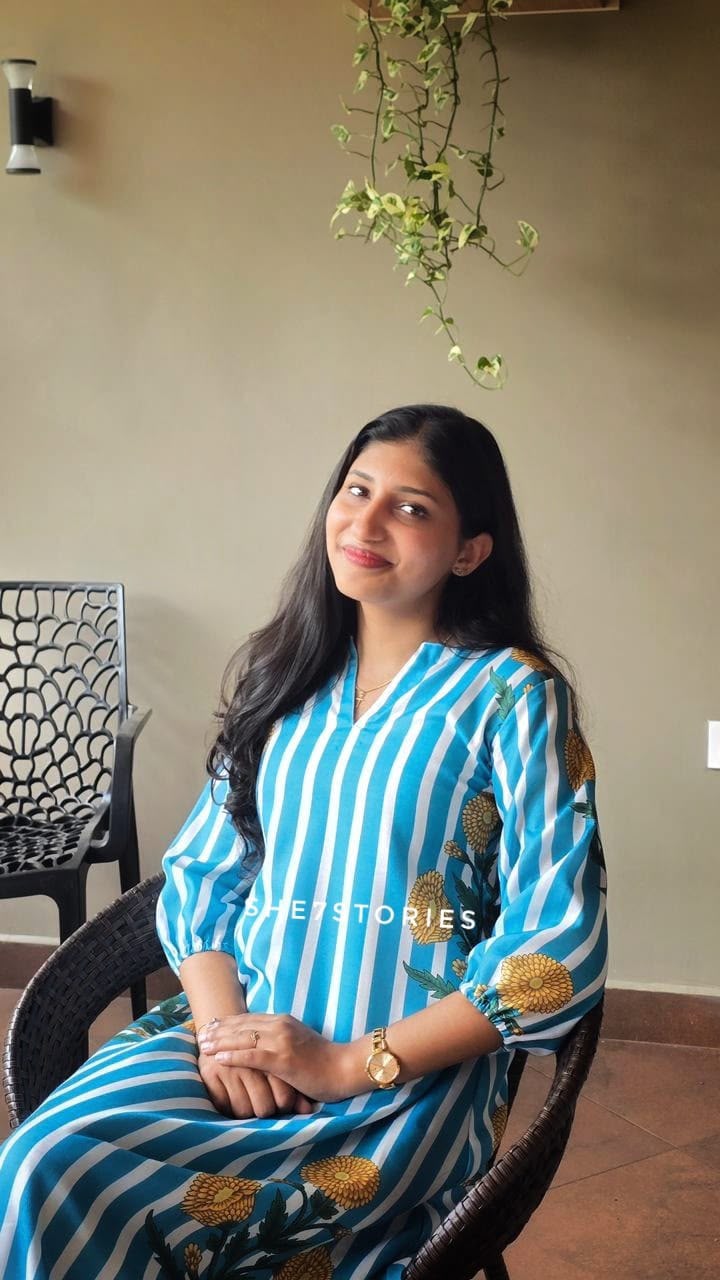 Blue A-Line Stripe Dress
