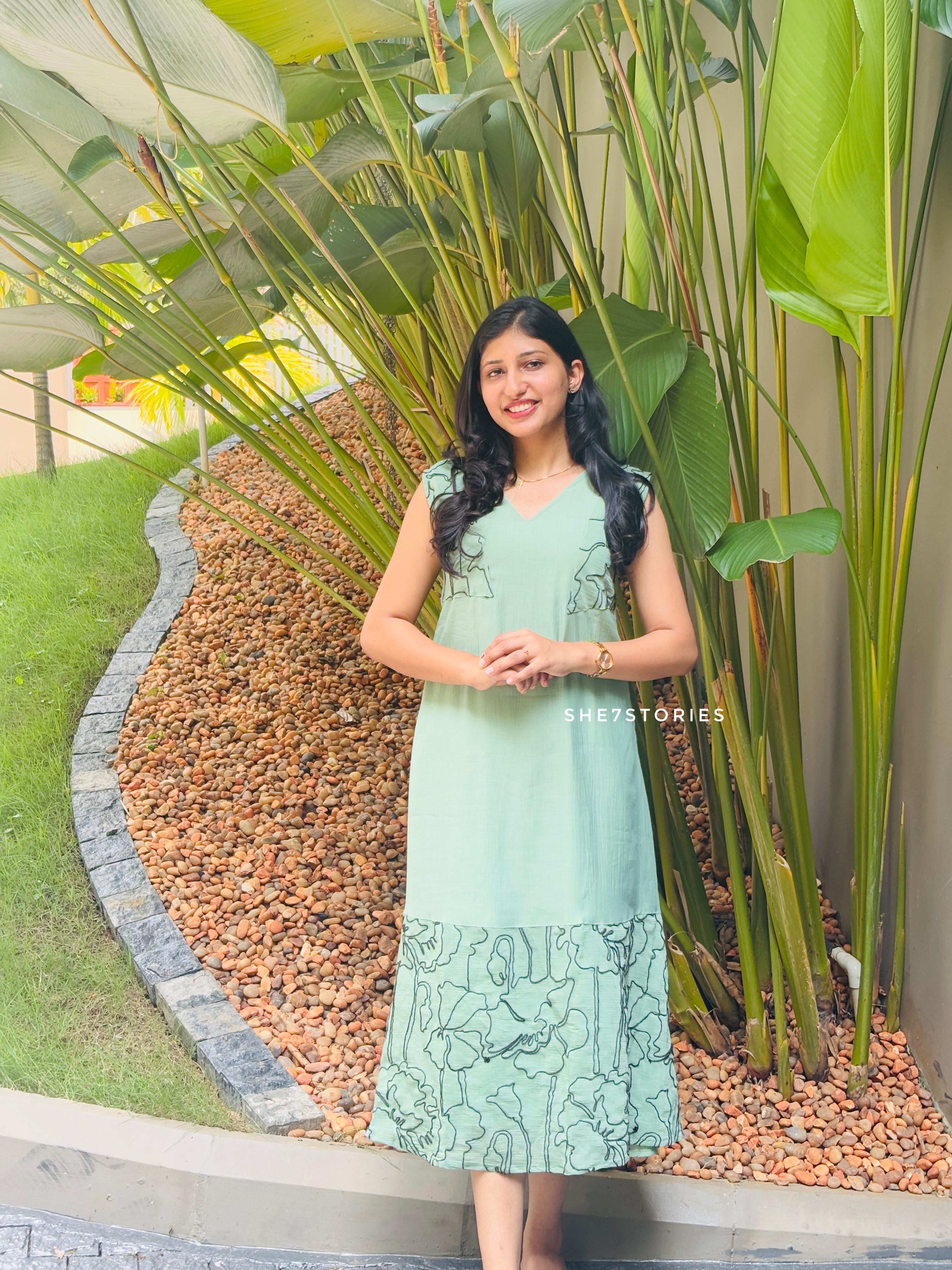 Soft Sage Green Midi Length Dress