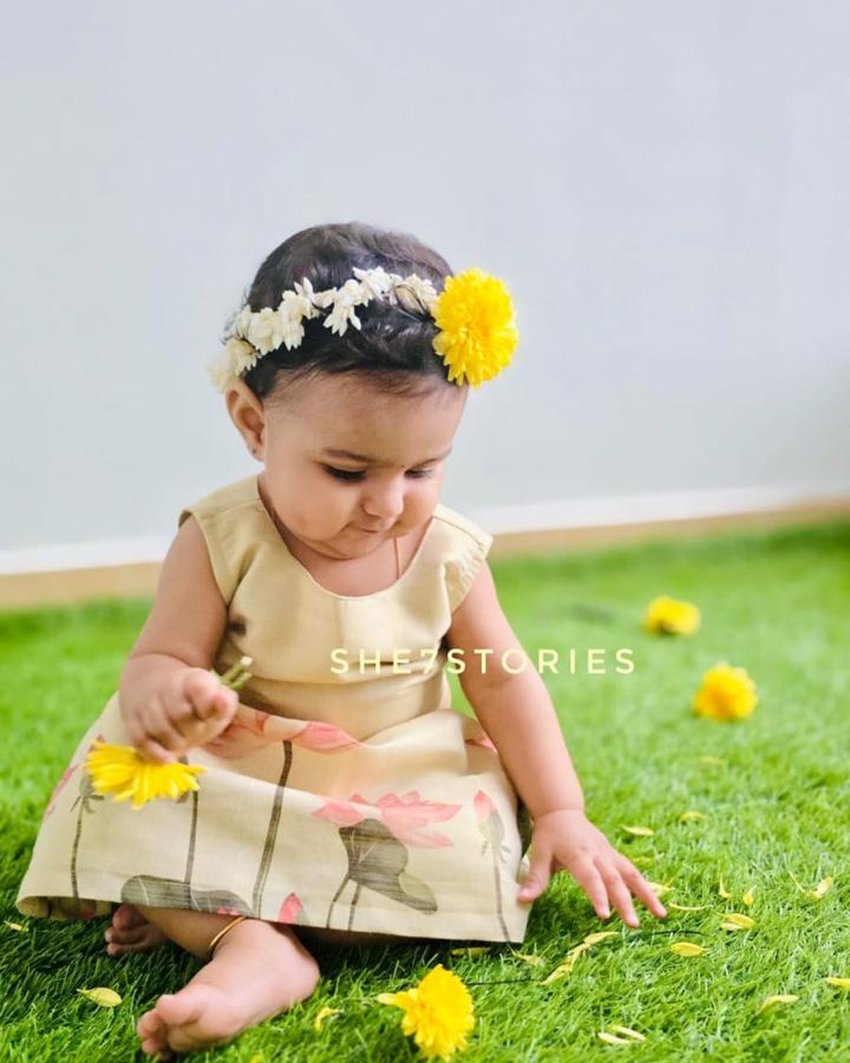 Lotus themed Mom and Daughter onam collection