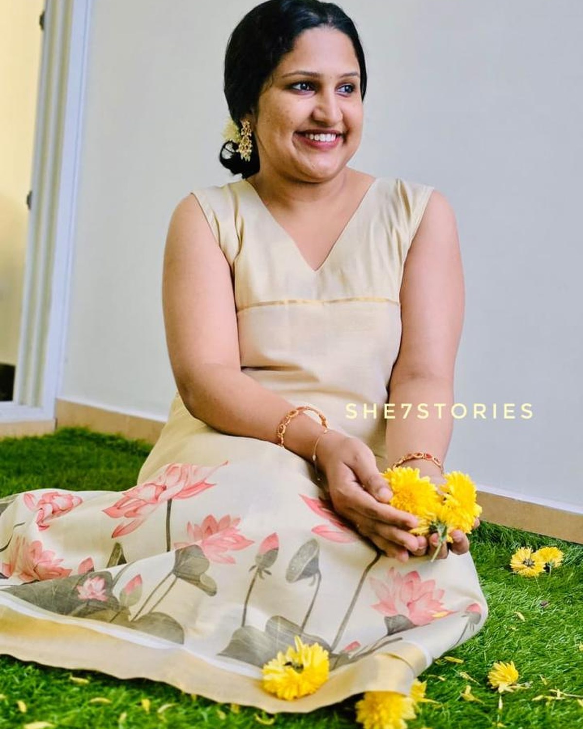 Lotus themed Mom and Daughter onam collection