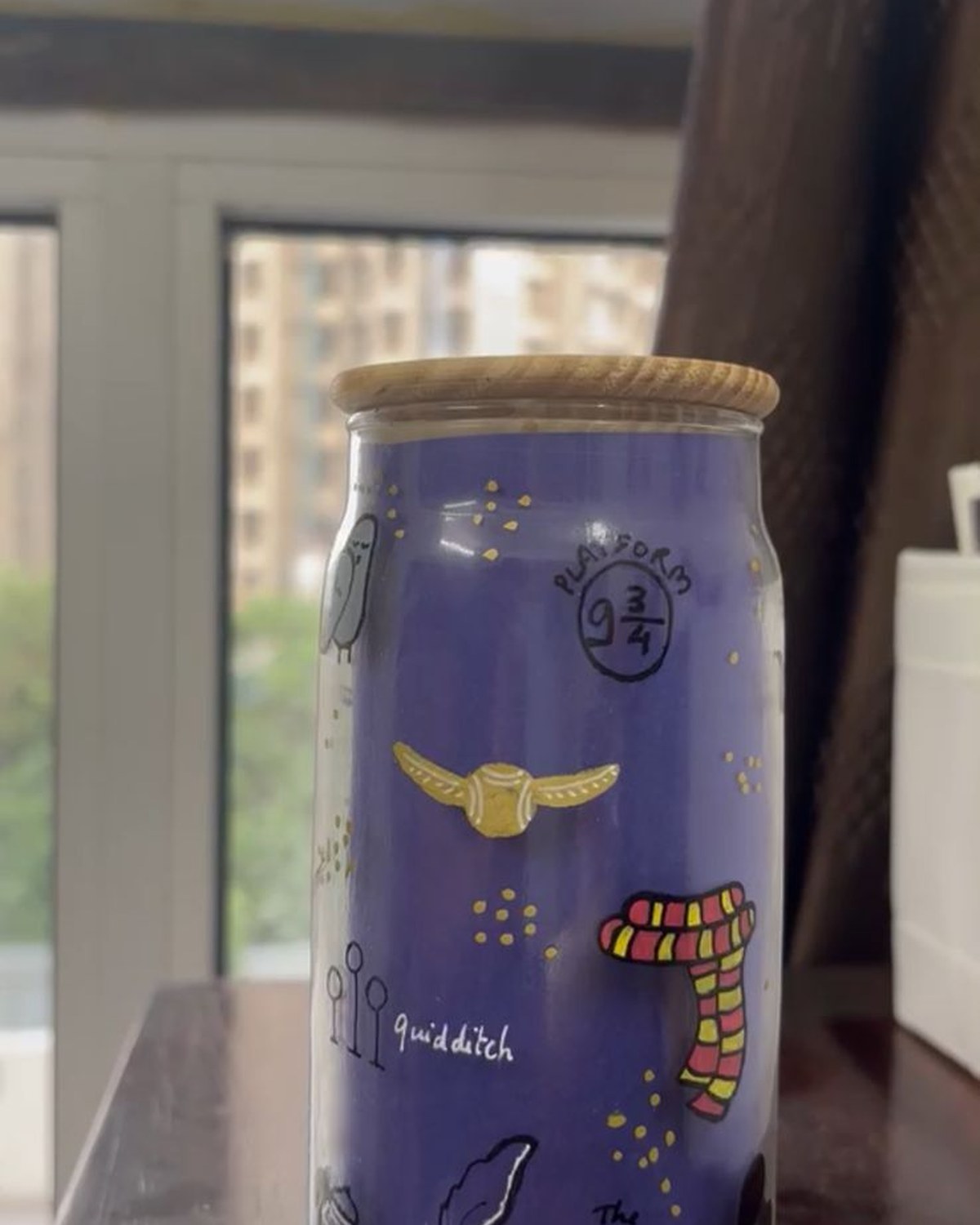 Harry Potter-themed hand-painted glass tumbler