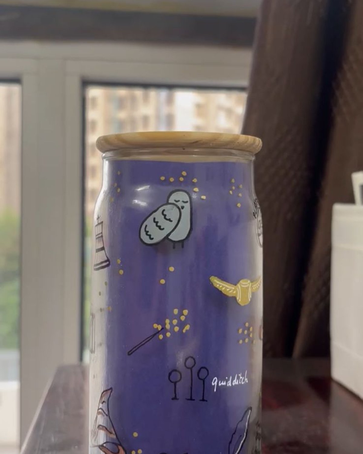 Harry Potter-themed hand-painted glass tumbler