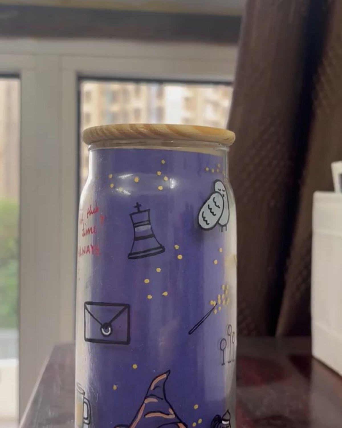 Harry Potter-themed hand-painted glass tumbler