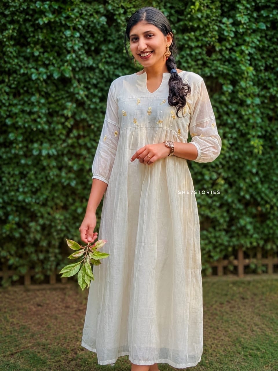 Mul Chanderi Floral Onam Dress
