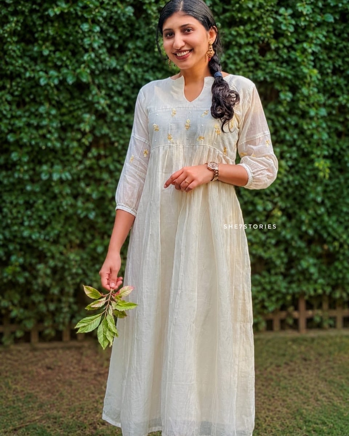Mul Chanderi Floral Onam Dress