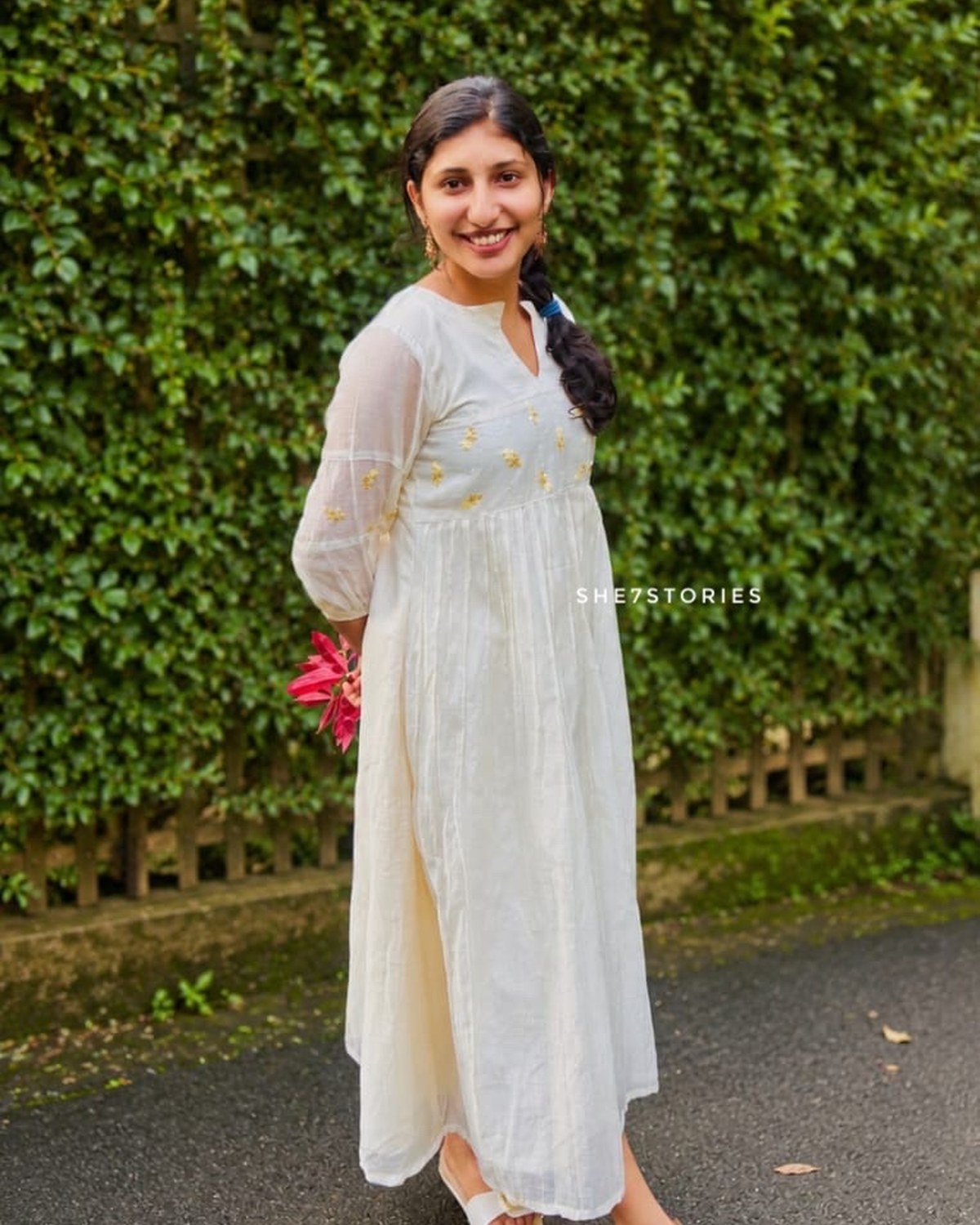 Mul Chanderi Floral Onam Dress