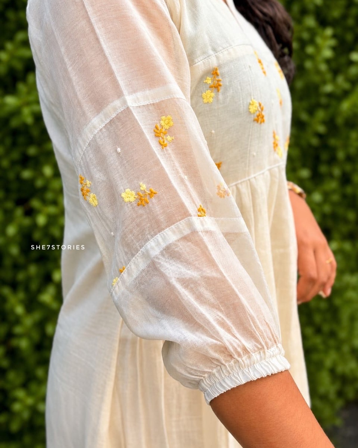 Mul Chanderi Floral Onam Dress