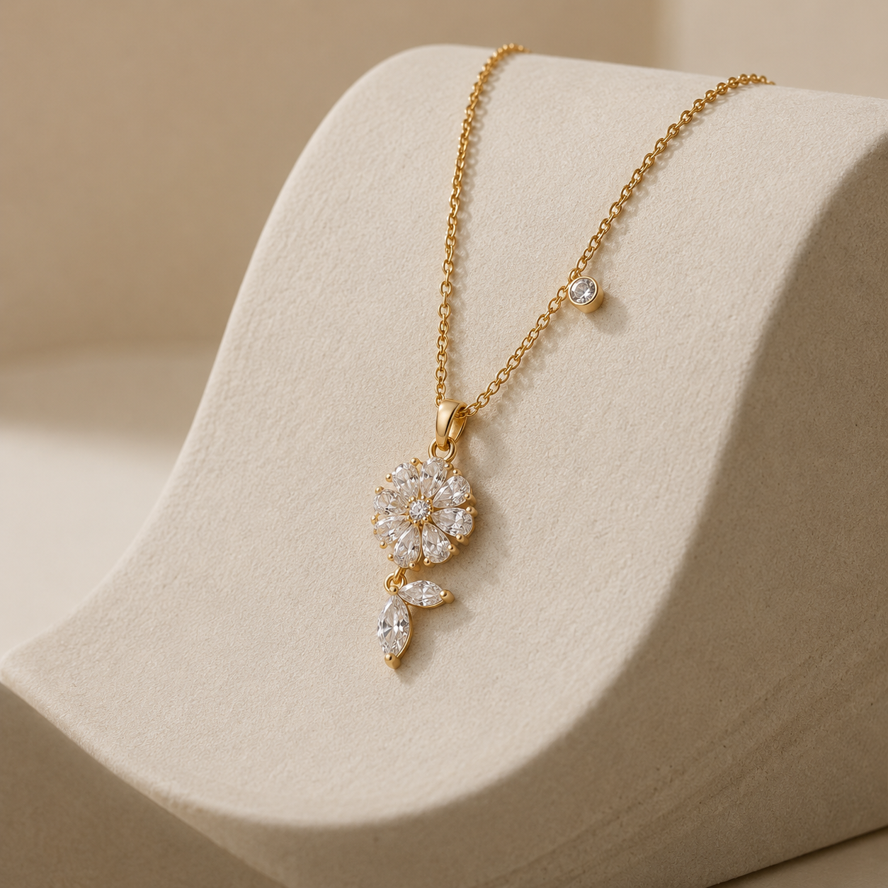 Flower with stone pendant chain
