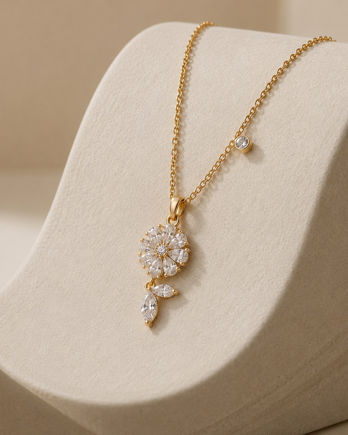 Flower with stone pendant chain