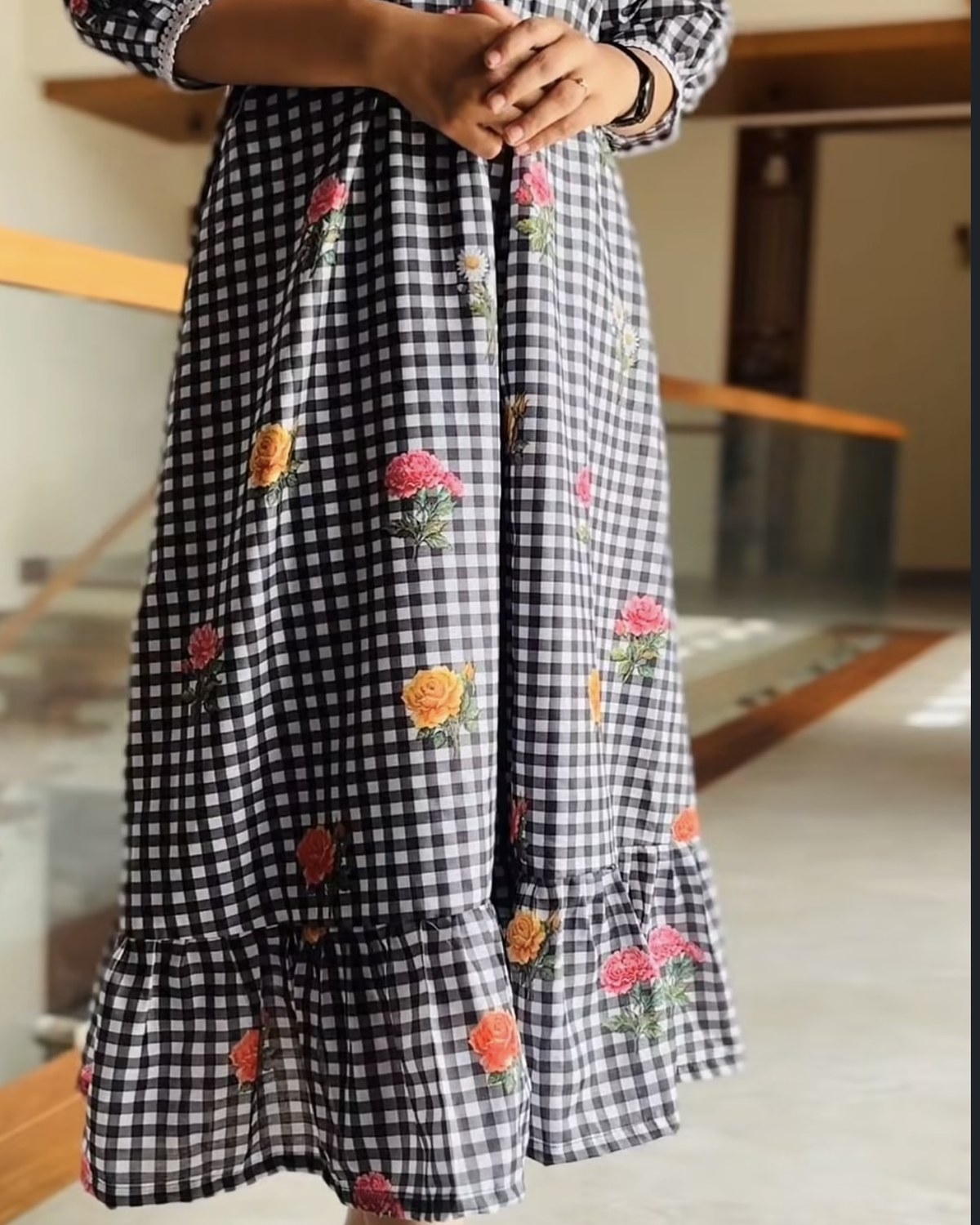 Floral Gingham Dress