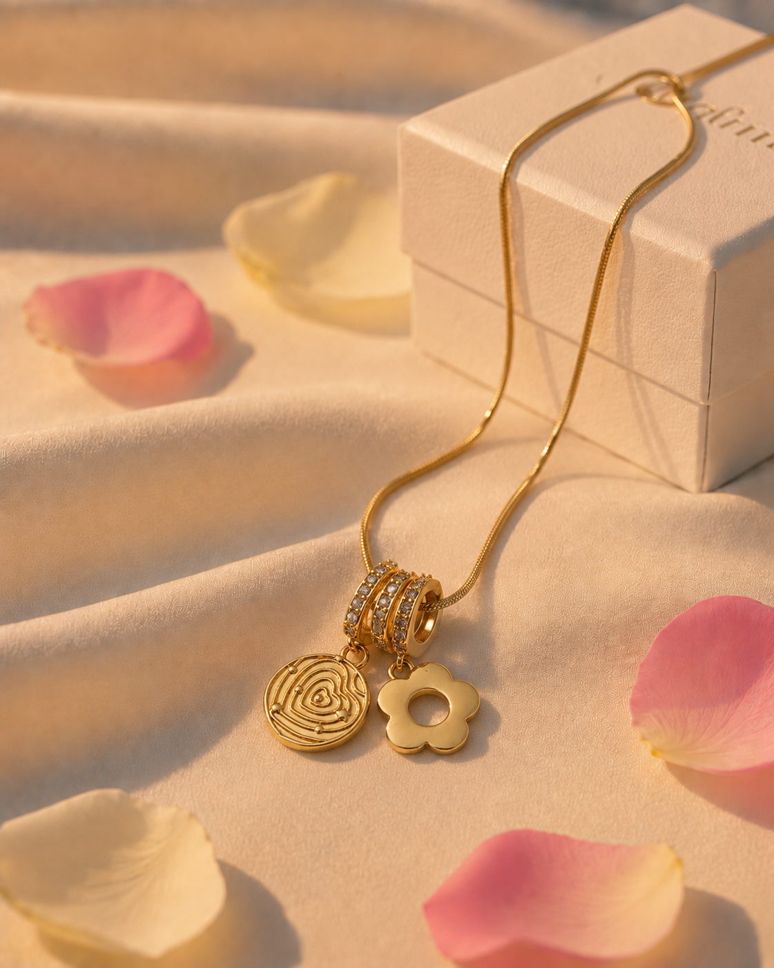 Dual pendant with stone ring chain